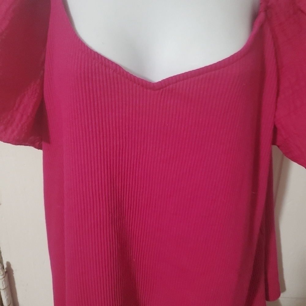 Ava & Viv Flutter Short Sleeve Ribbed Top - Picture 6 of 11